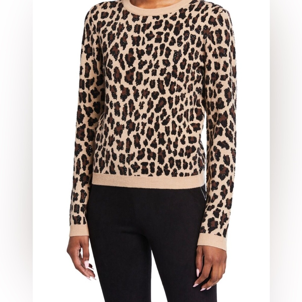 Alice And Olivia Connie Embellished Leopard Sweater